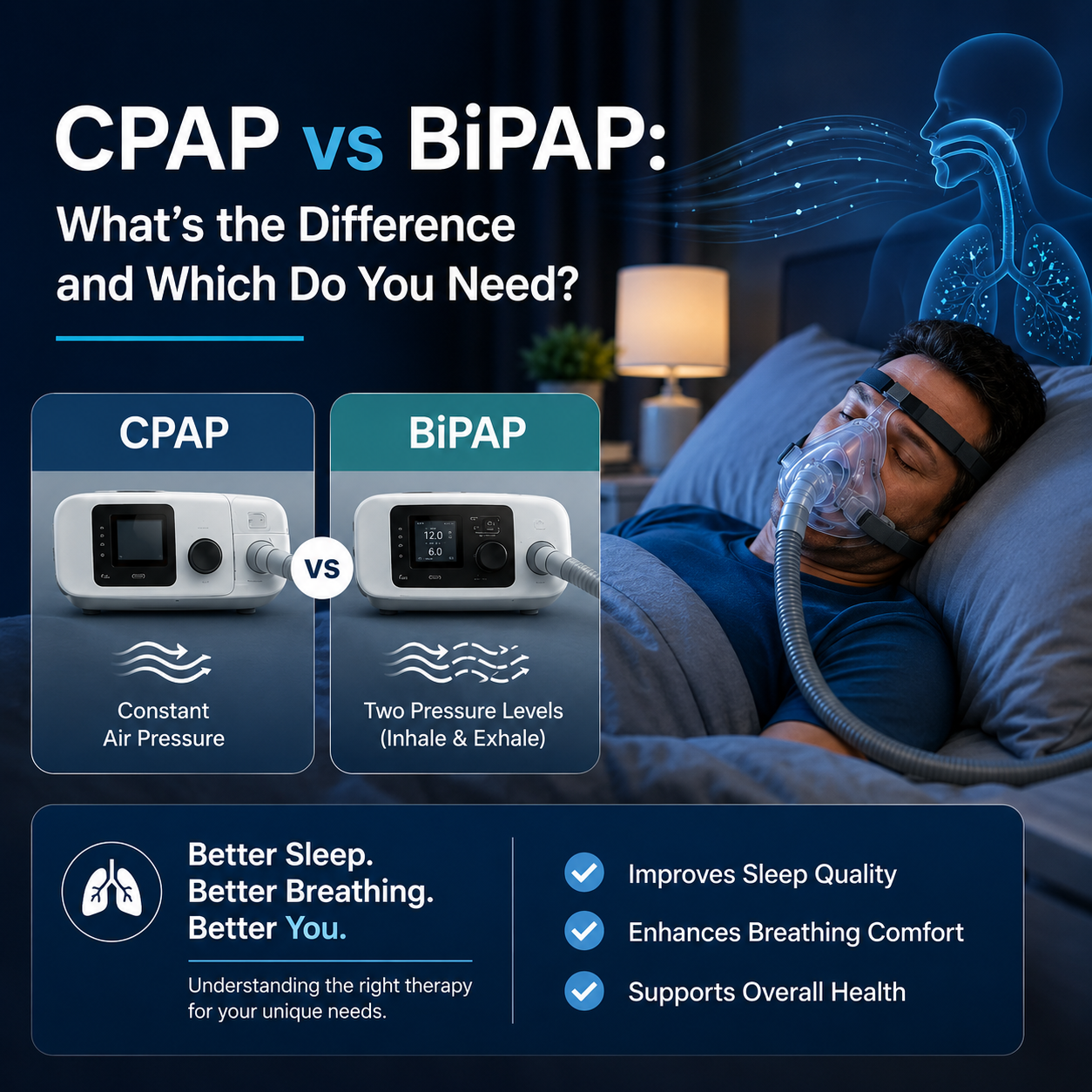 CPAP vs BiPAP: What's the Difference and Which Do You Need?